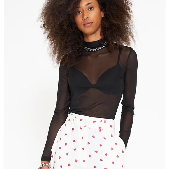 Nicole Shante Black Mesh Turtle Neck - Picture 1 of 4